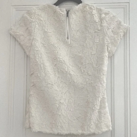 Anthropologie x Leifsdottir | Cream White Lined Faux Fur Top Exposed zip… - Picture 8 of 13